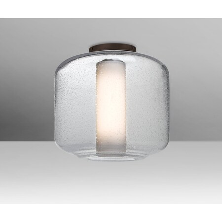 Besa Lighting Niles 10 Ceiling, Clear Bubble/Opal, Bronze, 1x60W Incandescent NILES10COC-BR